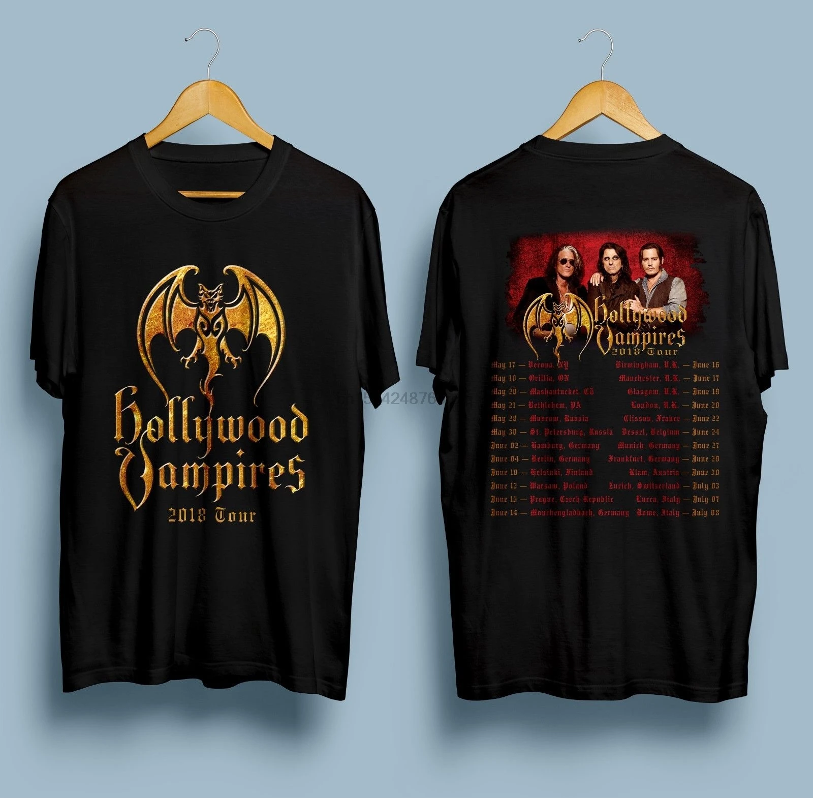 

New Hollywood vampires Tour 2018 T-shirt Black Size S-2XL