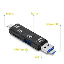 3 в 1 тип-c кард-ридер Micro usb type-C флэш-накопитель адаптер разъем Высокоскоростной TF карт памяти