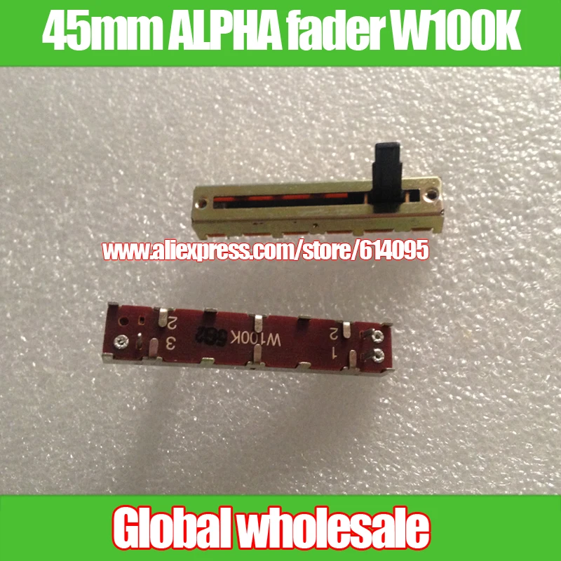 

5pcs 45mm ALPHA direct sliding potentiometer W100K / single linkage fader with midpoint / 15MM inner legs RA304320-15DA-W100K-C
