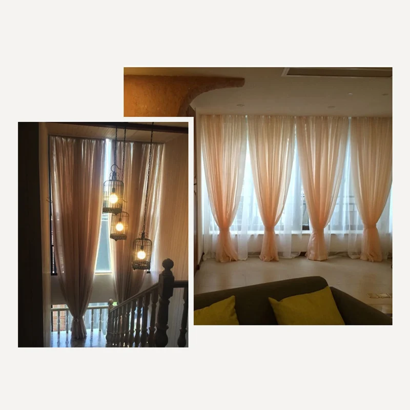 Однотонные льняные тюлевые занавески для окна, занавески для гостиной, спальни, классические занавески из вуали, тканевые занавески