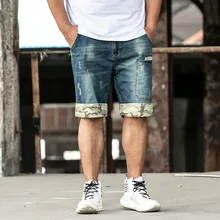 Летние новые мужские короткие джинсы модные повседневные свободные высококачественные эластичные джинсовые шорты большого размера