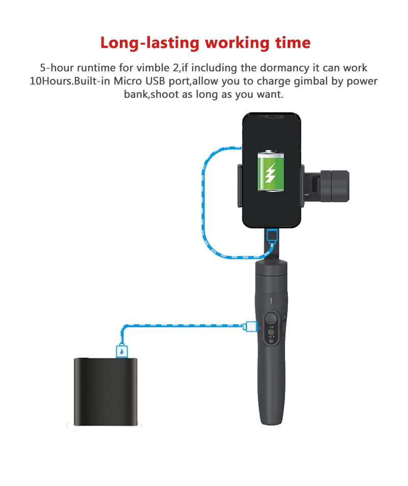Feiyutech Vimble 2 VLOG 3-осевой карданный стабилизатор для смартфона Gimbal с удлинитель Полюс для iPhone X XS 8 7 6 PK Vlog карман