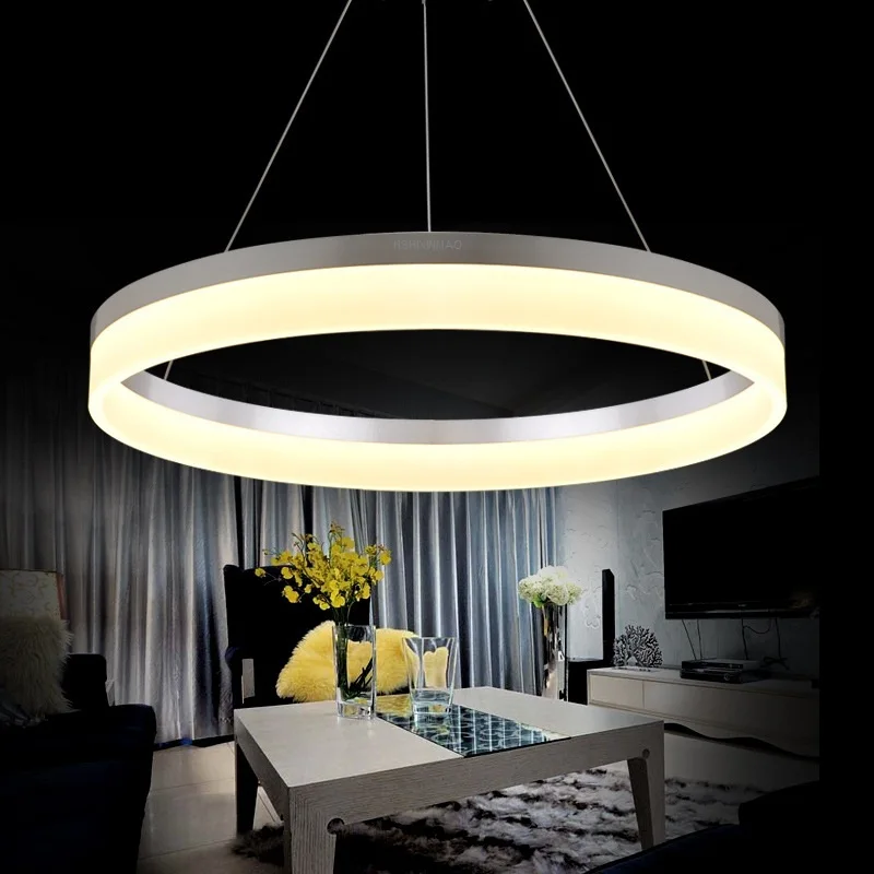 

Modern LED Ring Acrylic Chandelier Home Dining Room Bedroom Study Decorative Lighting Suspension Place of business Chandeliers