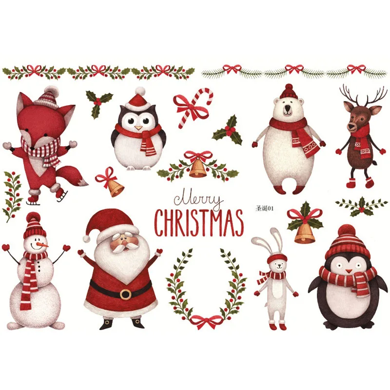 Лидер продаж креативные рождественские стильные канцелярские наклейки Kawaii Санта Клаус/Лось/Рождественская елка/венок DIY детский альбом для рисования