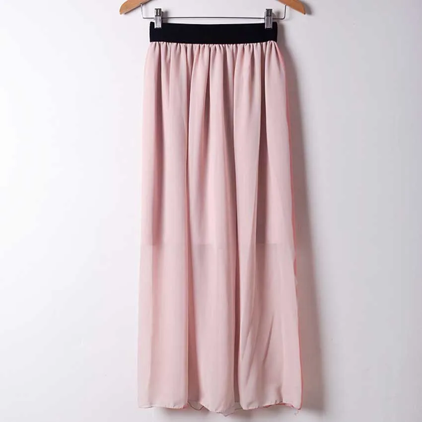 Сезон: весна–лето Стиль Осенняя модная плиссированная юбка макси 20 Цвета Удивительный шифон длинная юбка Для женщин высокое качество Высокая Талия