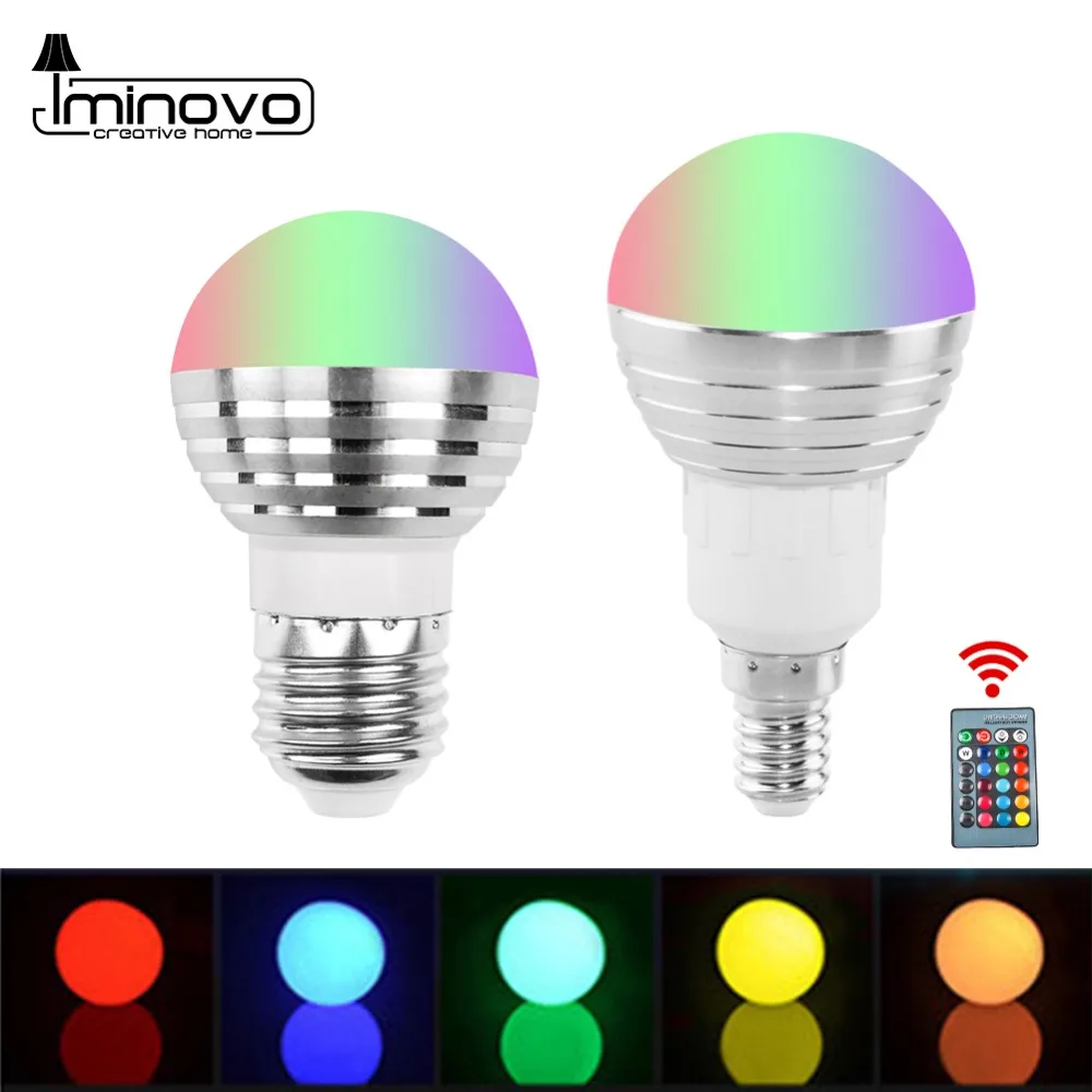 E27 E14 RGB Светодиодная лампа 3 Вт 5 10 цветной волшебный Точечный светильник с