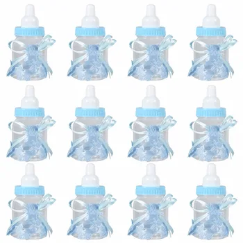 

12pcs Clear Candy Chocolate Boxes Plastic Feeder Feeding Bottle For Wedding Party Birthday Baby Shower Favors Maternity Gifts
