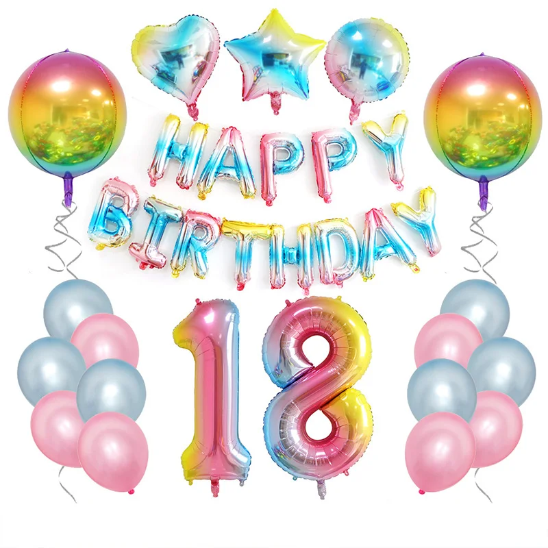 

32pcs/set star 32inch Gradually discolored number and Latex Balloon Suit combination birthday party decorations baby show globos