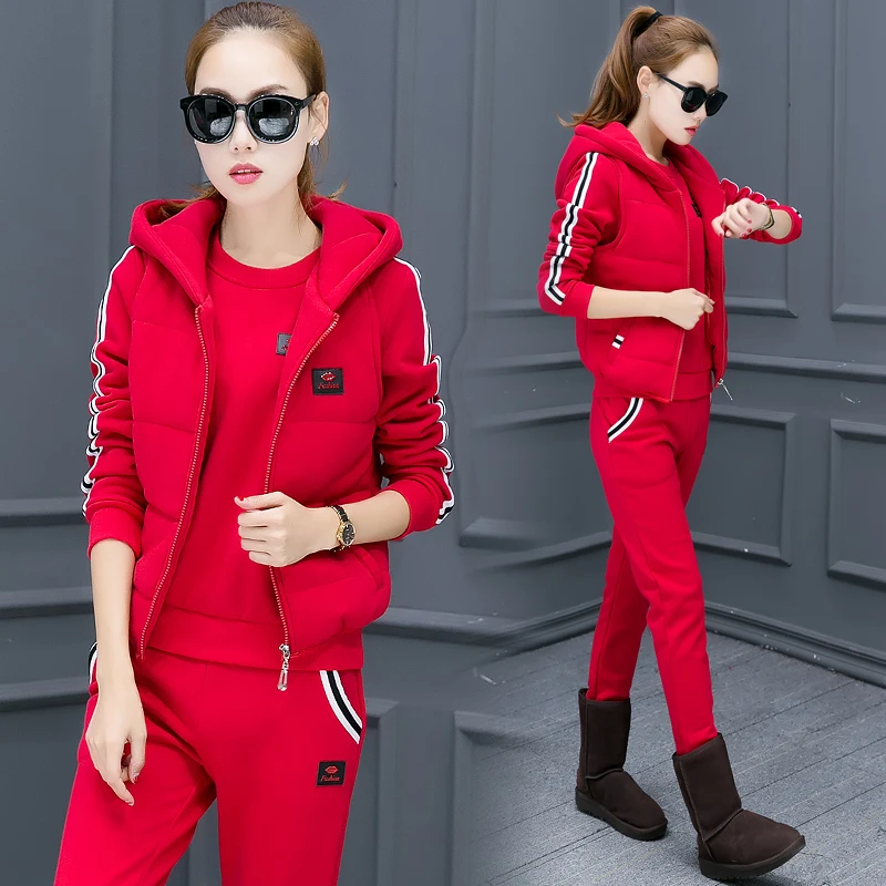 

Casual 3 Piece Set Tracksuit Women Clothes new 2018 autumn and Winter fashion Ladies Thicken Sweat Suits