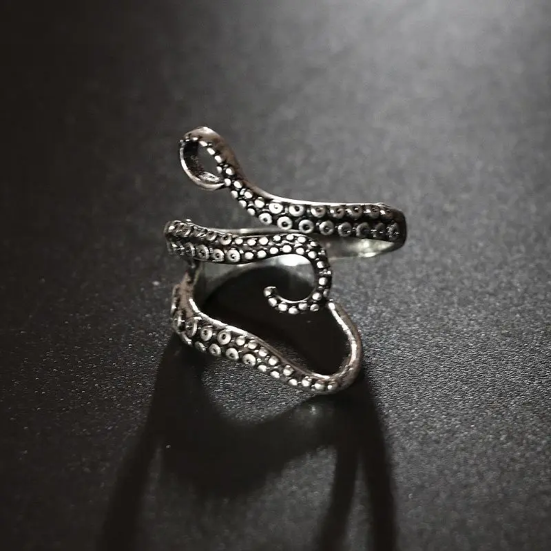 JAVRICK титановая сталь Готический Глубокий морской кальмар кольцо Осьминог модные ювелирные изделия регулируемый