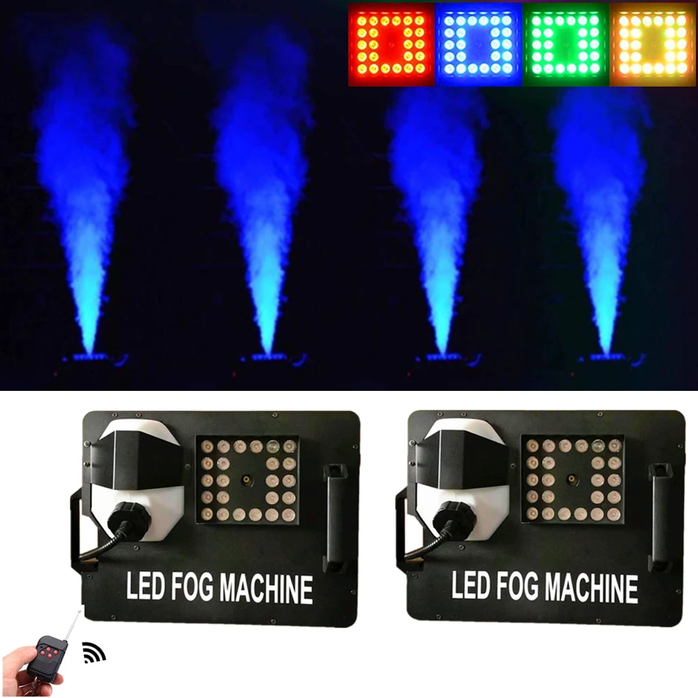 

2pcs 1500W Fog Machine With 24X9W RGB 3in1 LED Lights/DJ Bar Disco Vertical Stage Fogger/DMX512 and Remote Control Smoke Machine