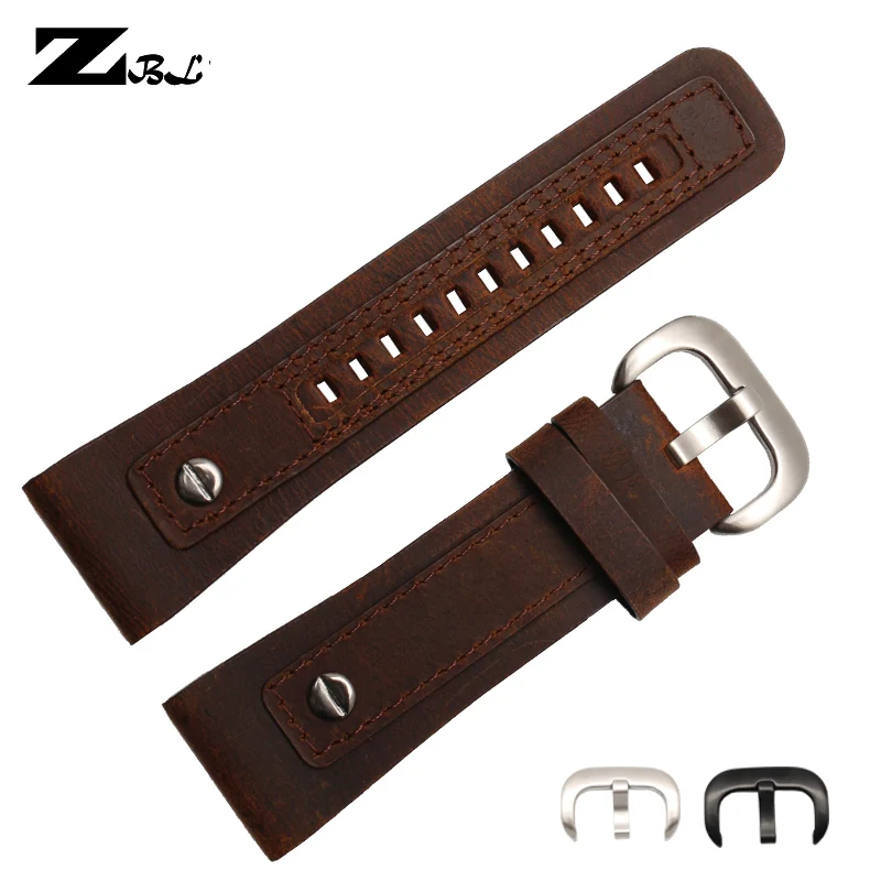 

Quality genuine leather watch strap 28mm watchband for Friday with nail wristwatches belt mens bracelet Dark brown watch band