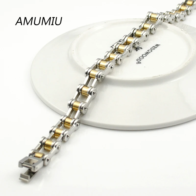 Мужской и женский браслет AMUMIU из нержавеющей стали 316L для байкеров на велосипед