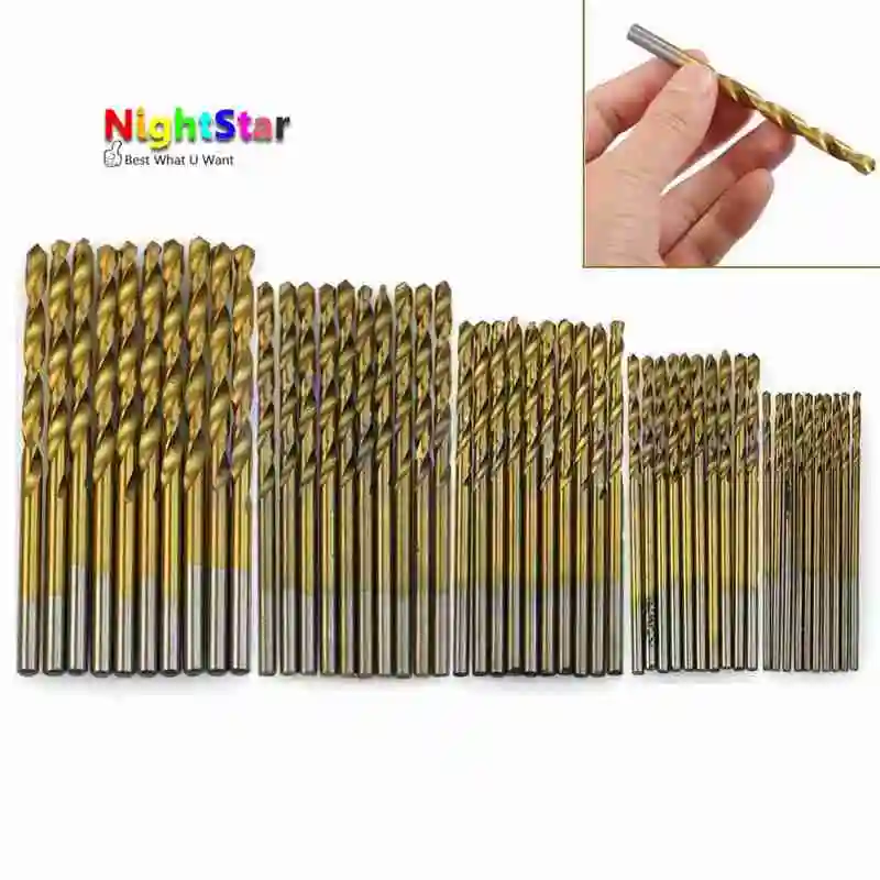 

50Pcs Titanium Coated HSS High Speed Steel Drill Bit Set Tool 1/1.5/2/2.5/3mm Titanium drill
