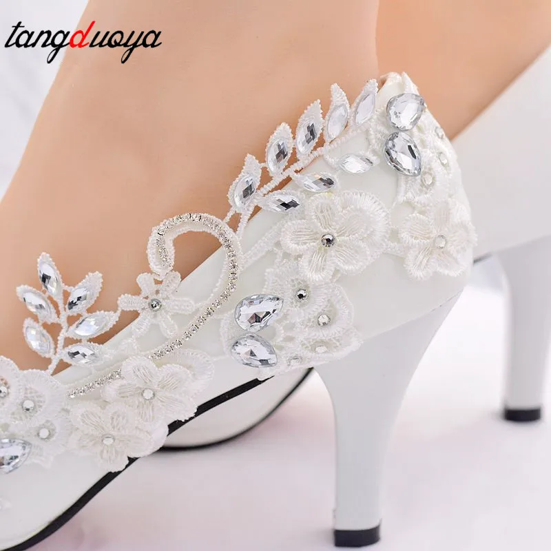 comprar zapatos de boda, novia encaje bombas mujer con tacones altos
