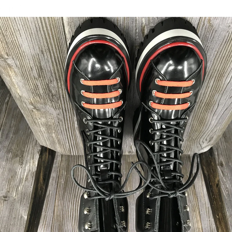 Silla liners/Новинка года; зимние Ботинки martin в британском стиле; разноцветные ботинки на толстой подошве со шнуровкой; Женские ботинки в байкерском стиле из натуральной кожи
