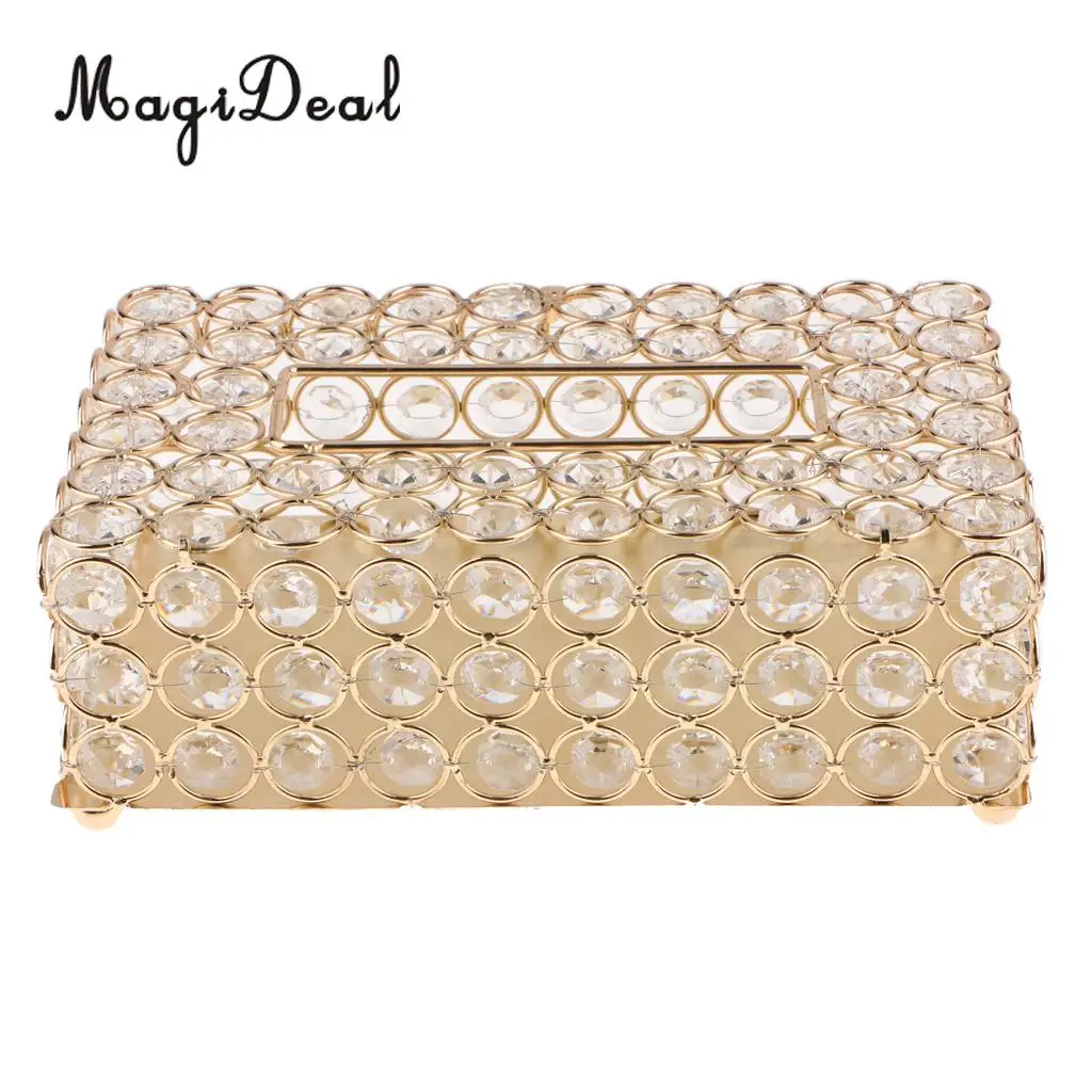 MagiDeal :   Crystal Tissue Box Cover Holder Case Paper Dispenser for Bathroom Bedroom Toilet Pumping Napkins Container Box