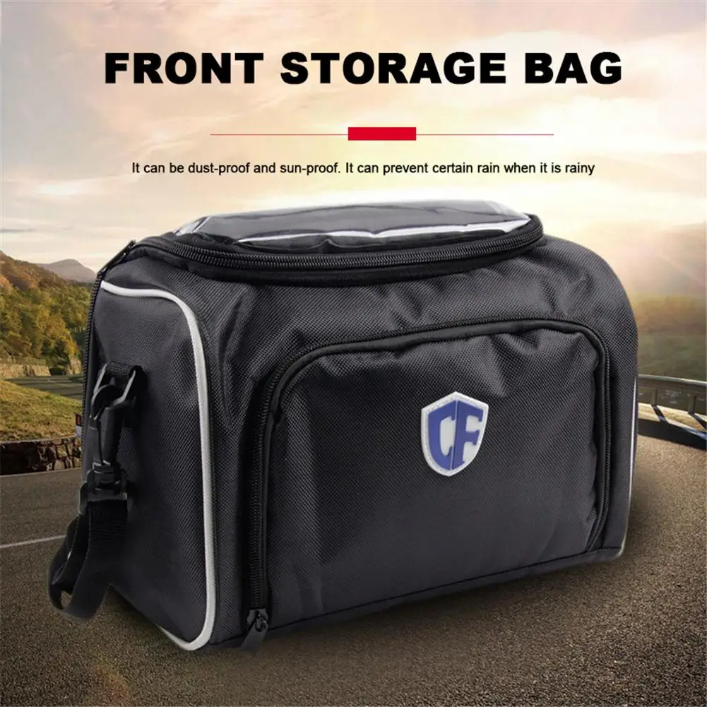 

Motorcycle Storage Bag Waterproof Large Capacity Front Handlebar Pannier Pouch with Removable Shoulder Strap for Bicycle