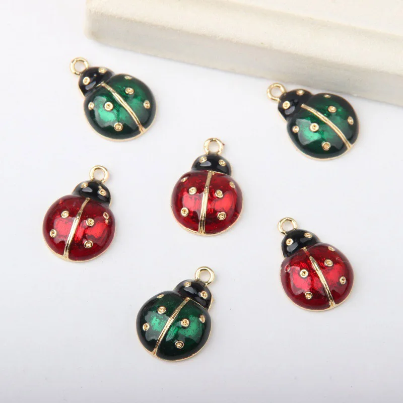 

10pcs/lot Cute Green/Red Insect Shape Alloy Charms 22x15mm Handmade Fashion Pendants For Women Earrings Necklace Jewelry Making