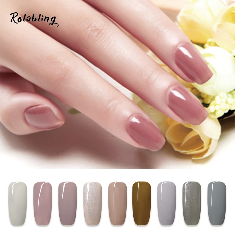 

Rolabling 6ML Gel Nail Art Gel Lacquer UV LED Gel Polish Long-lasting Soak off Gel Manicure Products Pure Color Polish