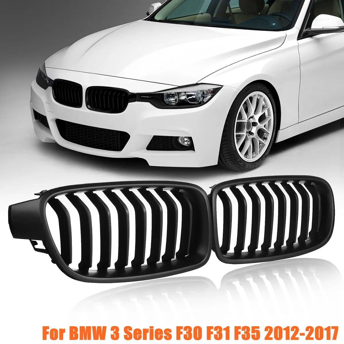 Для BMW F30 F31 F35 3 серии 2012 2013 1 пара Передняя решетка для почек матовый черный автомобиль Стайлинг гоночный гриль