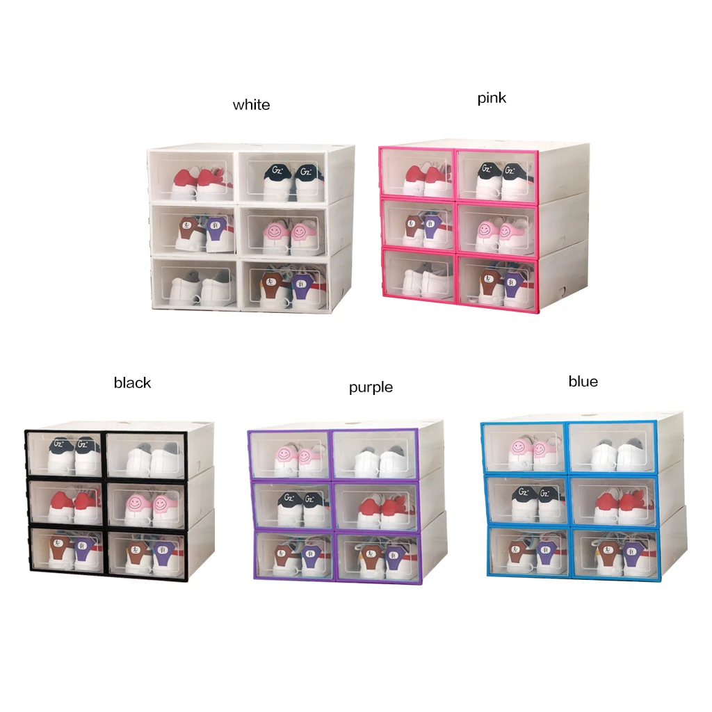

6PCS Thickened Shoes Box Flip Transparent Drawer Case Plastic Shoe Boxes Stackable Box Storage Box Shoeboxstorage Shoerack