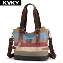 KVKY Повседневное Для женщин холст Сумки Лоскутные женские сумка женская сумка женский Повседневное пляжные сумки Bolsa Feminina
