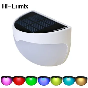 

Hi-Lumix RGB Color Changing Solar LED Lighting Wall Lamp Outdoor Semi Circle for Garden Patio Stairway Pathway Deck