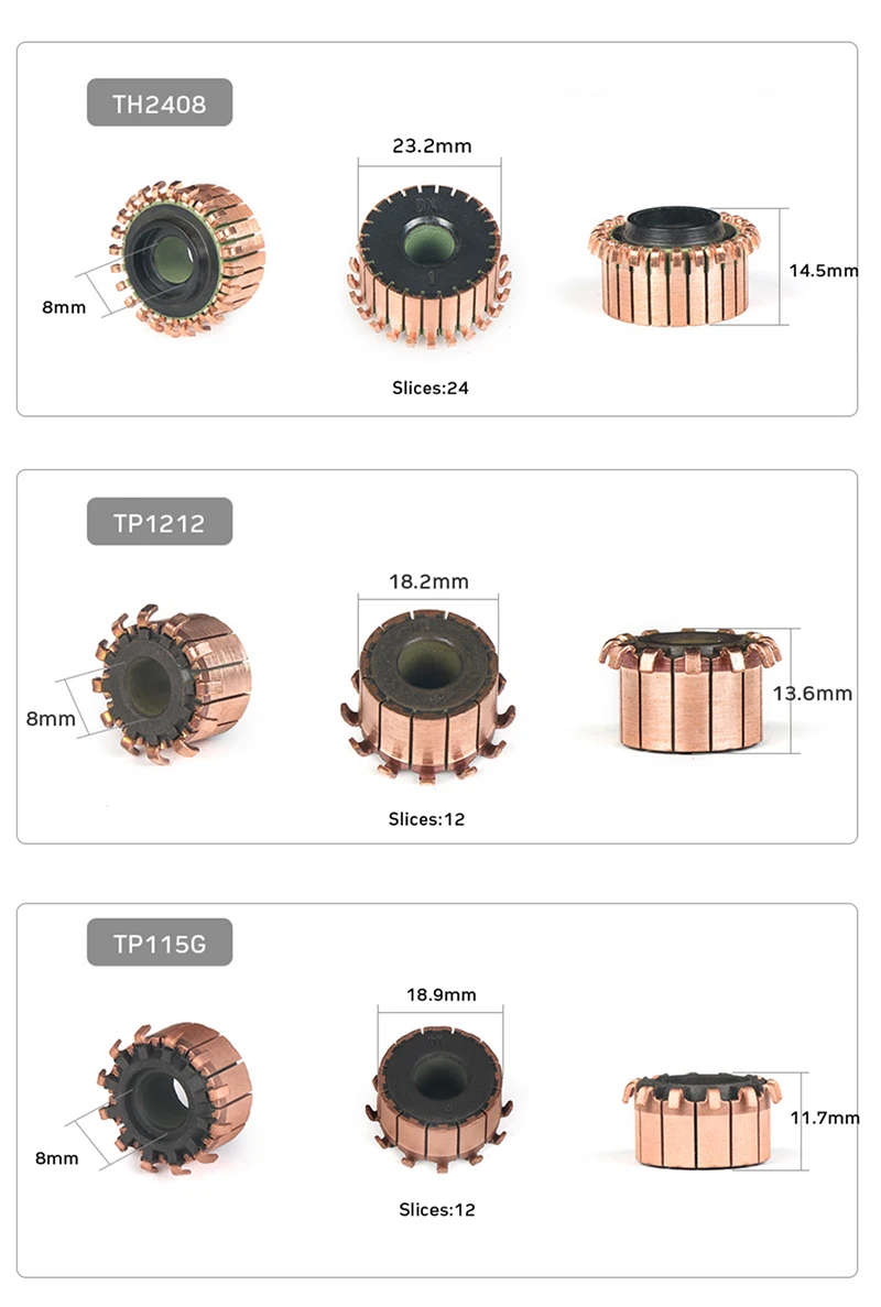 TUNGFULL 23,2x8x14,5 мм 2 шт. медный стержень двигателя генератора медных тонов латунный коллектор двигателя микро-просверленные детали двигателя