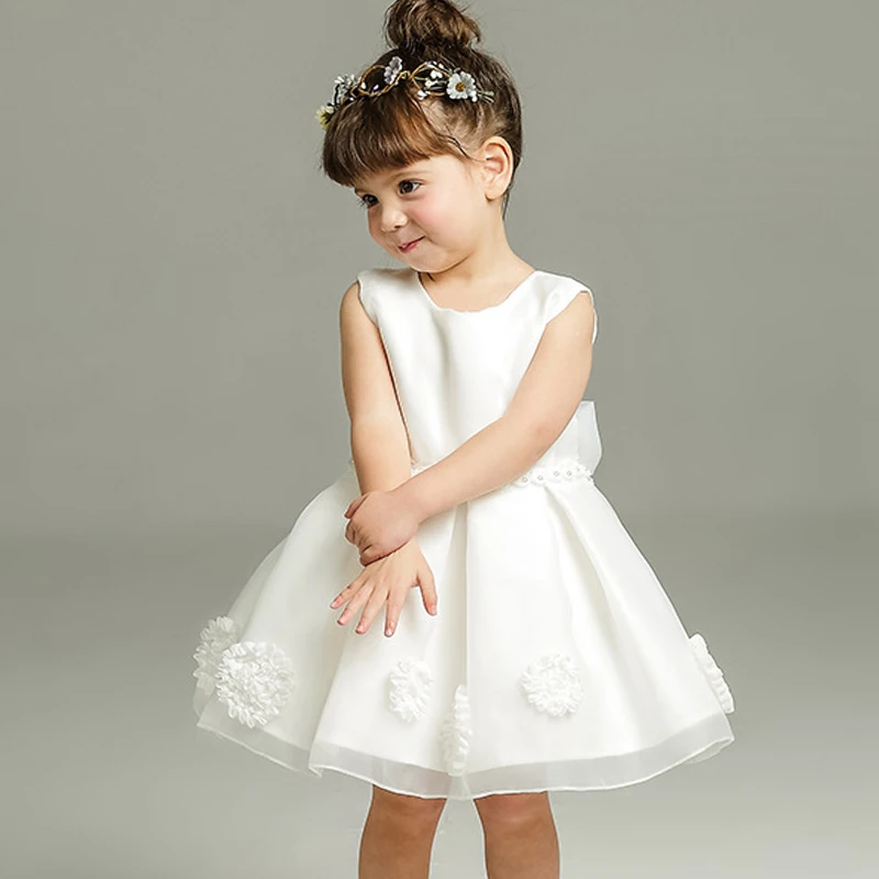 Baby Girls Elegant Wedding Princess Dresses 2018 Toddler Flower Bow