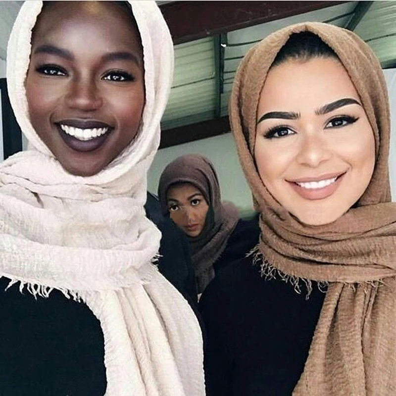 Многоцветный мусульманский платок женский платок Исламский хлопок морщинка хиджаб платок мгновенный платок Арабский Дубай тюрбан для леди