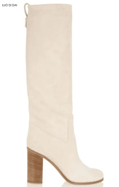 white suede knee high boots
