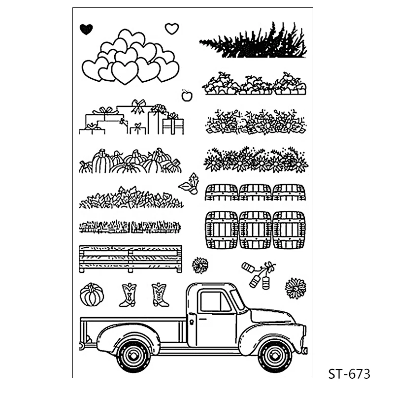 AZSG деревенский стиль сад вещи грузовик резки штампы ясные StampsFor DIY Скрапбукинг/карты делая декоративный силикон штамп ремесла