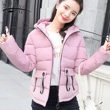 Зимняя Новая куртка Женская Осенняя Женская однотонная хлопковая куртка с капюшоном модная женская парка однотонная Студенческая зимняя куртка женская 1212 40