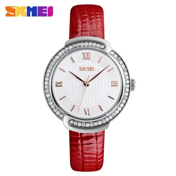 

SKMEI Women Watches 9143 Dress Quartz Watch Ladies Diamond Leather Quartz Woman Fashion Casual Wristwatches Relogio Feminino