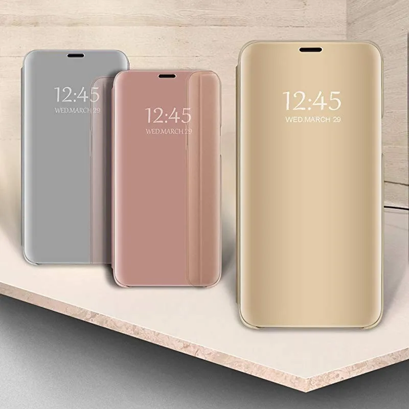 Smart Case For Xiaomi Redmi Note 4 4X 5 6 7 Case Mirror View PU Leather Flip Cover For Xiaomi Mi 9 8 LITE Mix 2 POCO X3 NFC
