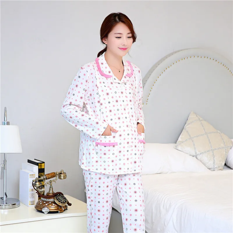 

Maternity sleepwear breast Feeding Spring autumn Pregnant Suit Pregnant women Nursing Wear suits Postpartum clothes pajamas