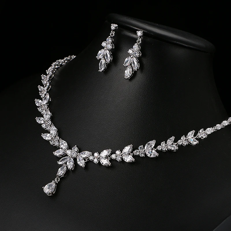 Emmaya Exquisite Jewelry Sets For Women Wedding Party Accessories Cubic Zircon Stud Earrings & Necklace Gift 2 Emmaya Exquisite Jewelry Sets For Women Wedding Party Accessories Cubic Zircon Stud Earrings & Necklace Gift 2