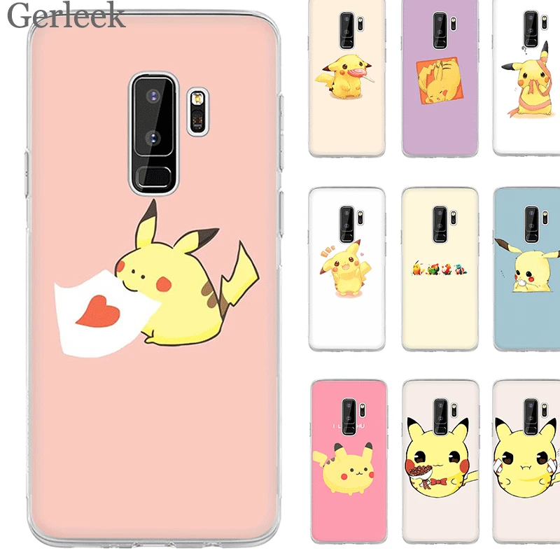 

Cute cartoon pikachu Case For for Samsung S3 S4 S5 S6 S7 Edge S8 S9 S10 Plus S10e Note 8 9 Cover Hard Shell