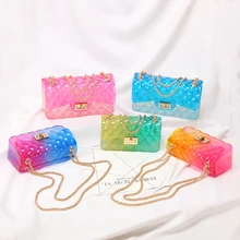 Clear Colorful Transparent jelly Bag Gradient Candy Color Crossbody Bags Designed Ladies Shoulder Chain Messenger Bag