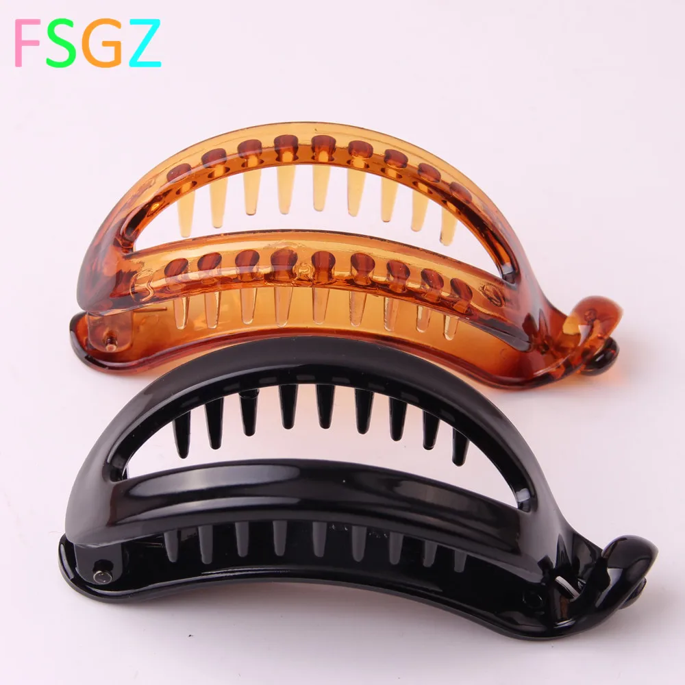 

Newest Banana Hair Clip For Women Plastic Rounded Ponytail Holder Twist Crab For Hair Princess Hair Salon Hairdress Accessories