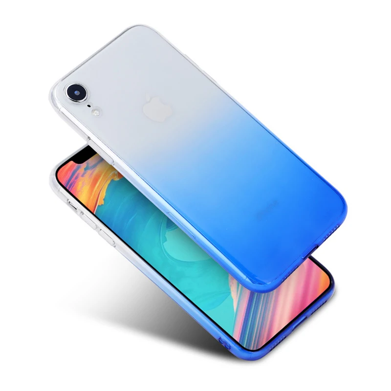 Мягкий чехол из ТПУ для iPhone 6 S 7 8 Plus тонкий s градиентный кристально чистый Max