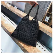 Модный сетчатый мешок из хлопка выдалбливают сетки Дизайн Женские сумки праздник Tote холщовые пляжные сумки для леди чистая простая хозяйственная сумка