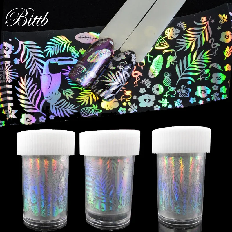 

Bittb Holographic Transfer Nail Foil Paper Iridescent Nail Art Sticker UV Gel Wraps DIY Decoration Manicure 4*100CM