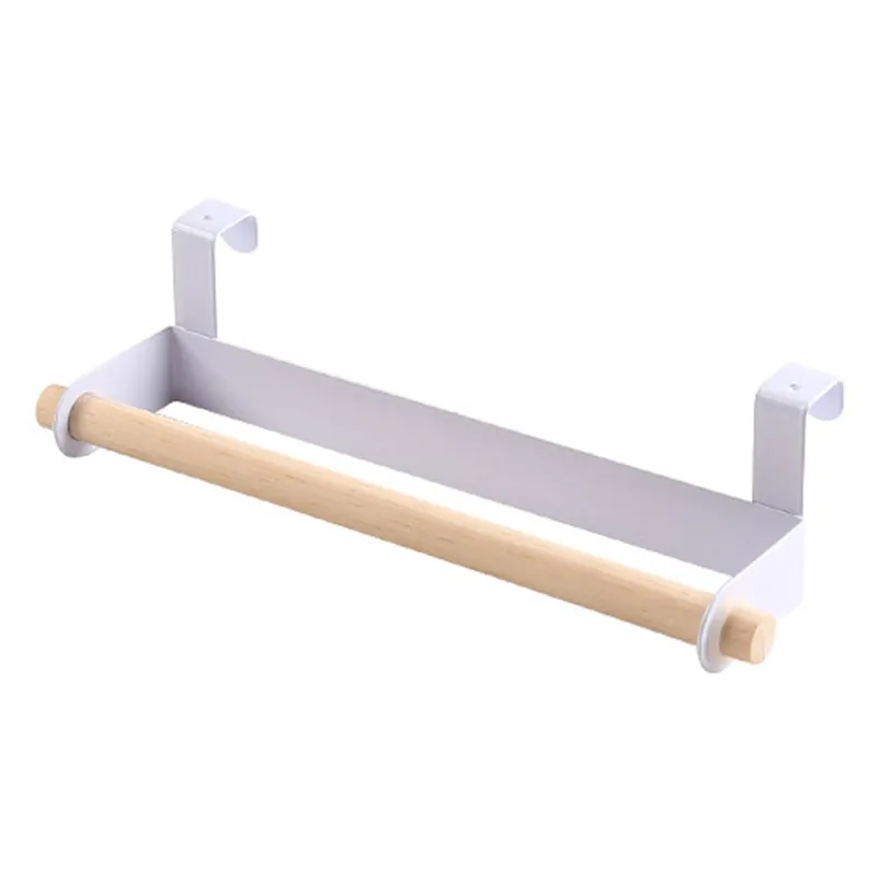 Nature Wood Strong Bearing Towel Rack Tissue Roll Paper Holder for Home Kitchen Cabinet