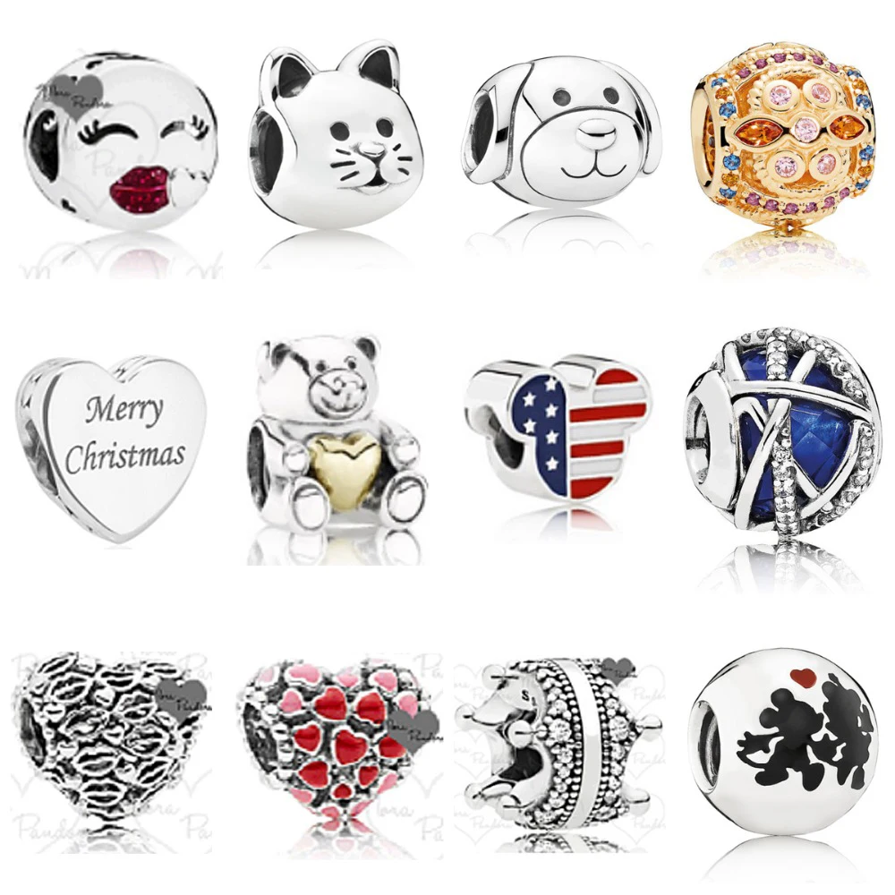 

NEW 2018 New 925 Sterling Silver & Rose Crystal Valentine's Day Christmas Charms Bead Fit Bracelets DIY Factory Wholesale
