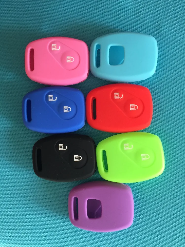Key Case Key Case Cover Car Key Shell Remote Control Case Cover New Colorful 2 Buttons Silicone Skin Case Cover FOB For Honda CIVIC JAZZ Pilot Accord CR-V Car Styling Remote Key Shell Parts
