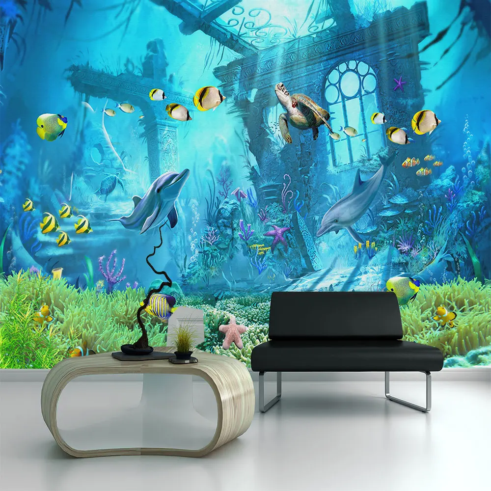 Пользовательские 3D обои подводный мир Королевство мультфильм детская комната украшения стены-высококачественный водонепроницаемый