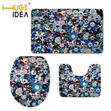 HUGSIDEA туалетные принадлежности Винтаж черепа тонкие сиденья для унитаза чехлы на сиденья дома Ванная комната Декор 3D WC теплый мягкий нескользящий коврик 3 шт./компл