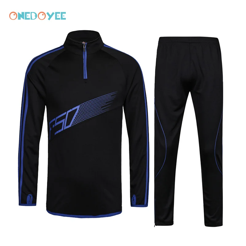 Onedoyee футбольные костюмы, мужской футбольный комплект для детей, Комплект футболок для футбола для мальчиков, тренировочный костюм с длинным рукавом, спортивная одежда для бега - Цвет: Синий